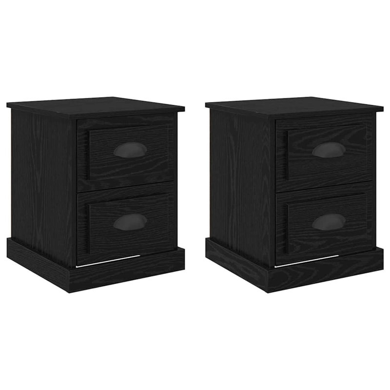 39cm W Manufactured Wood Bedside Table, Black Oak