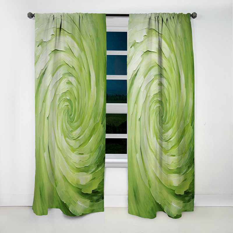Green Serene Spiral Dreams II - Rideau en spirale - Rideau abstrait occultant - 1 panneaux, 52" W x 63" L