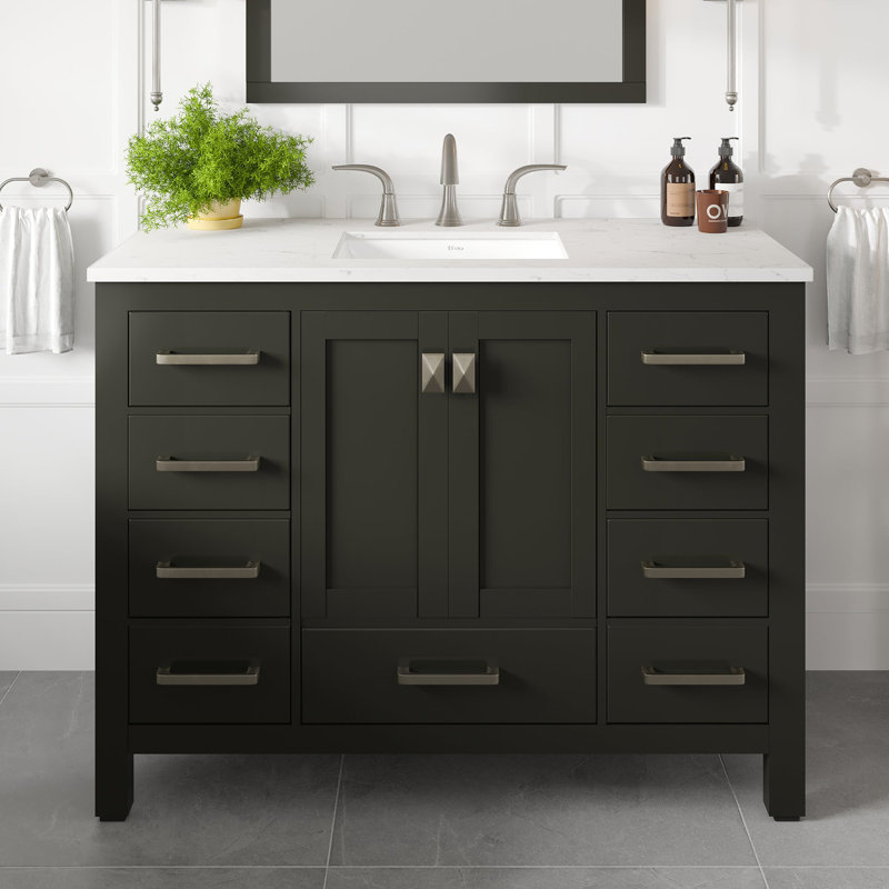 Aberdeen 42 in. W x 22 in. D x 34 in. H Single Bath Vanity in Espresso with White Carrara Marble Top with White Sink