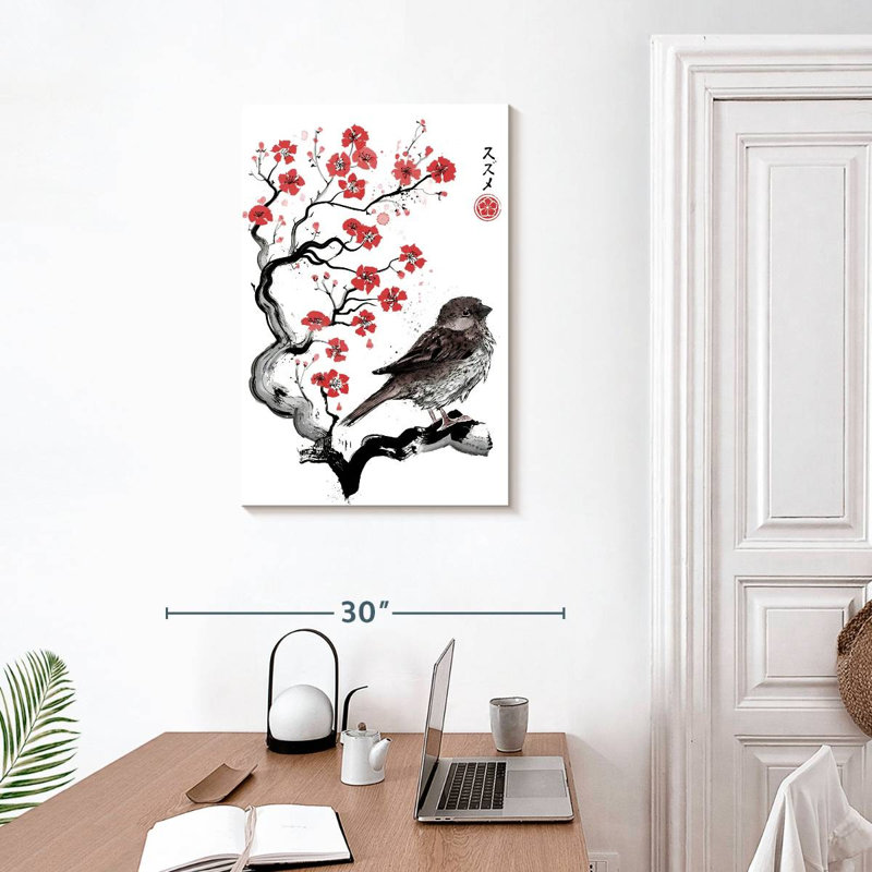 Brampt Little Sparrow Sumi-E, 30" H x 20" W