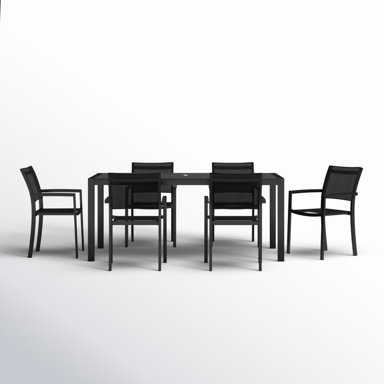 Aynura 6 - Person Metal Patio Dining Set with Rectangular Table