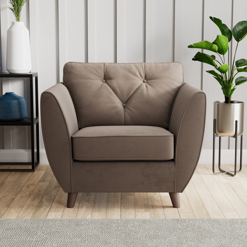 Collazo Upholstered Armchair, Dark Brown Wood, Mole