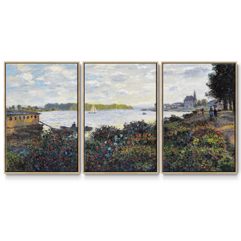 La seine à Argenteuil, 1877, reproduction sur toile 3 pièces, Naturel