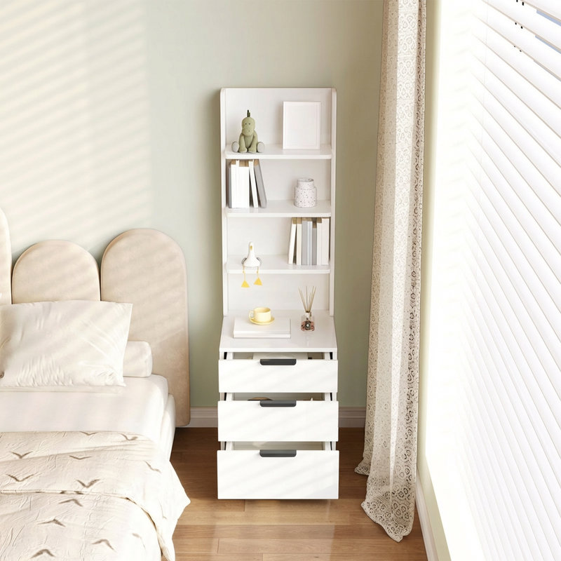 Armoire de rangement multimédia 51,2 po, blanc crème, salon