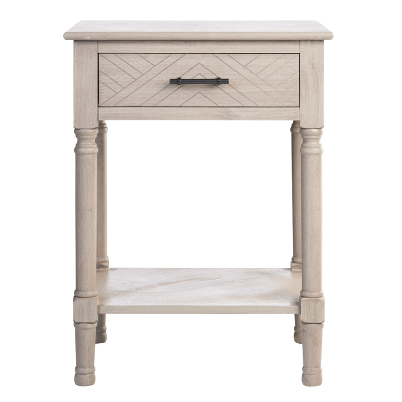 Raine End Table with Storage, Greige