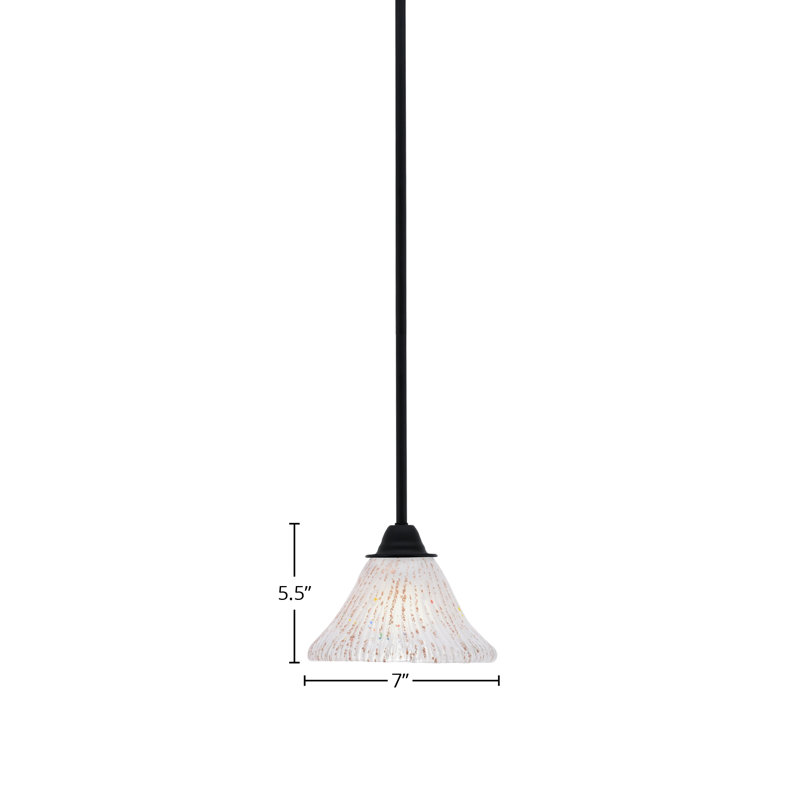 Luminaire suspendu Paramount, fini noir mat et verre cristal givré de 7 po