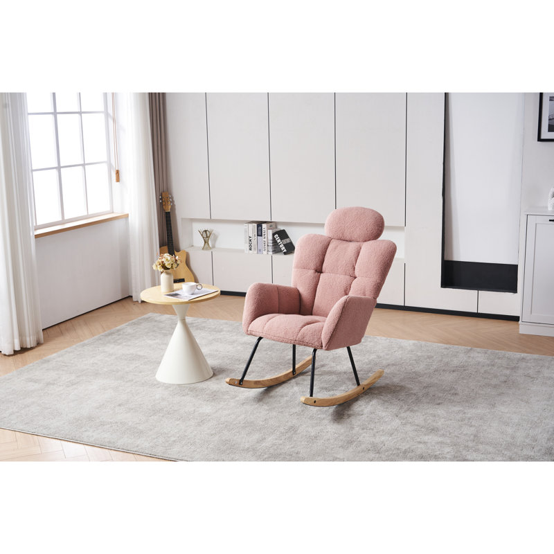 Chaise berçante avec dossier haut Yisroel, Rose