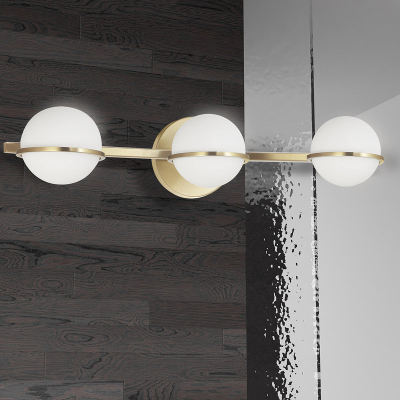 Sofia 3 Light Dimmable Bath Bar, Aged Brass