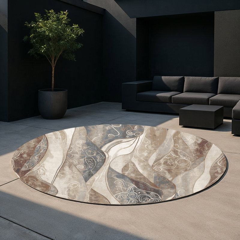 Hazy Mirage Indoor And Outdoor Area Rug, Round 5'