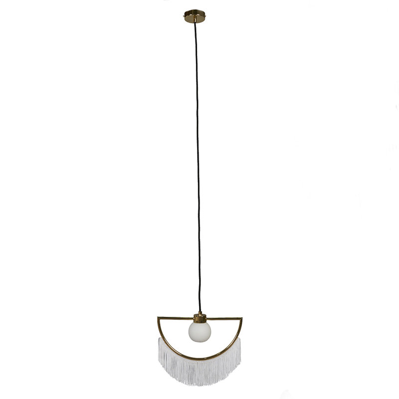 1 - Light Polished Brass Unique/Statement Pendant, White