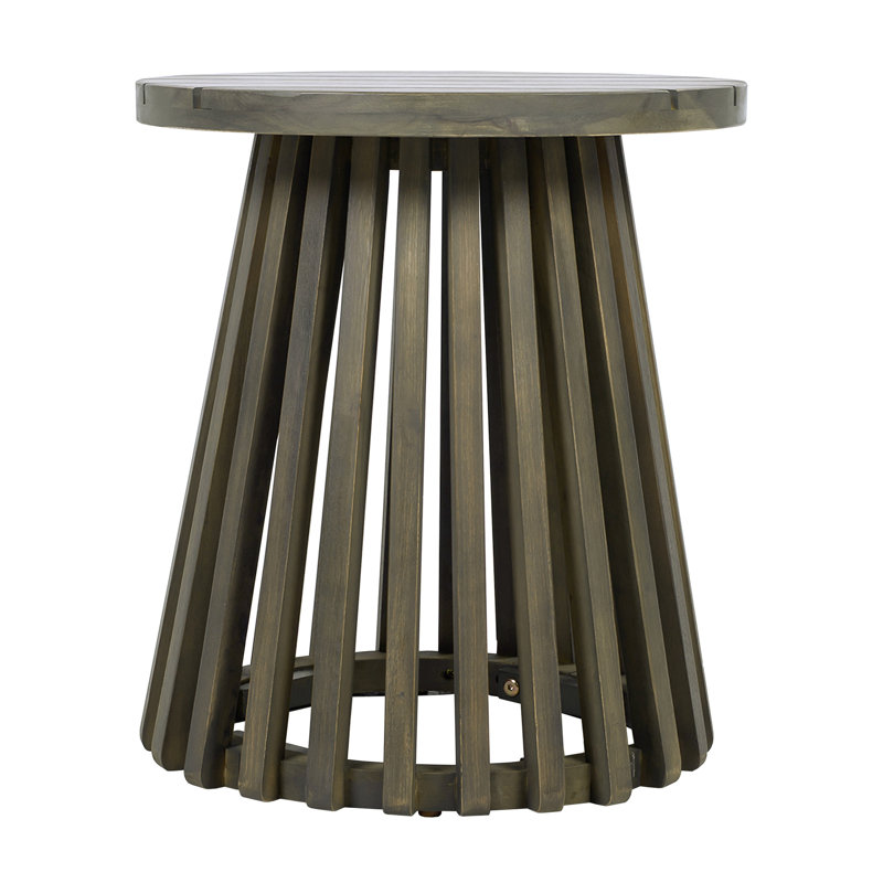 Table basse en bois à finition grise pour cour et patio, surface de 16,05 pouces, peu d'entretien, emplacement polyvalent côté rustique moderne avec finition, largeur, amplement d'espace pour les collations