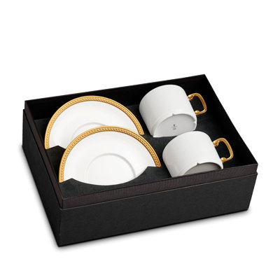 Soie Tressee Gold Tea Cup & Saucer (Gift Box of 2)