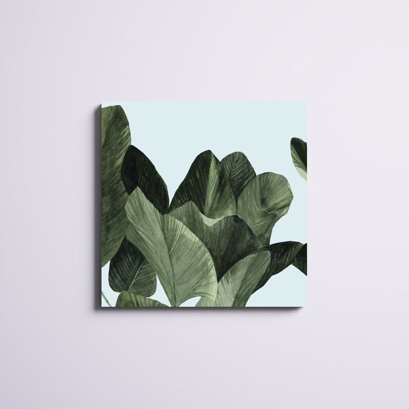 «Celadon Palms I», peinture sur toile tendue, H 30 po x l 30 po