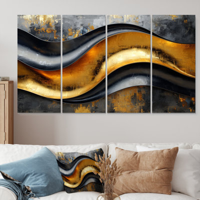 «Geometric Cooper Waves II», art mural abstrait en spirale, décoration murale moderne