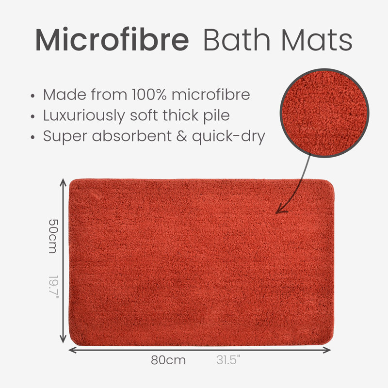 Jordan Microfibre Non Slip Bath Mat, Terracotta