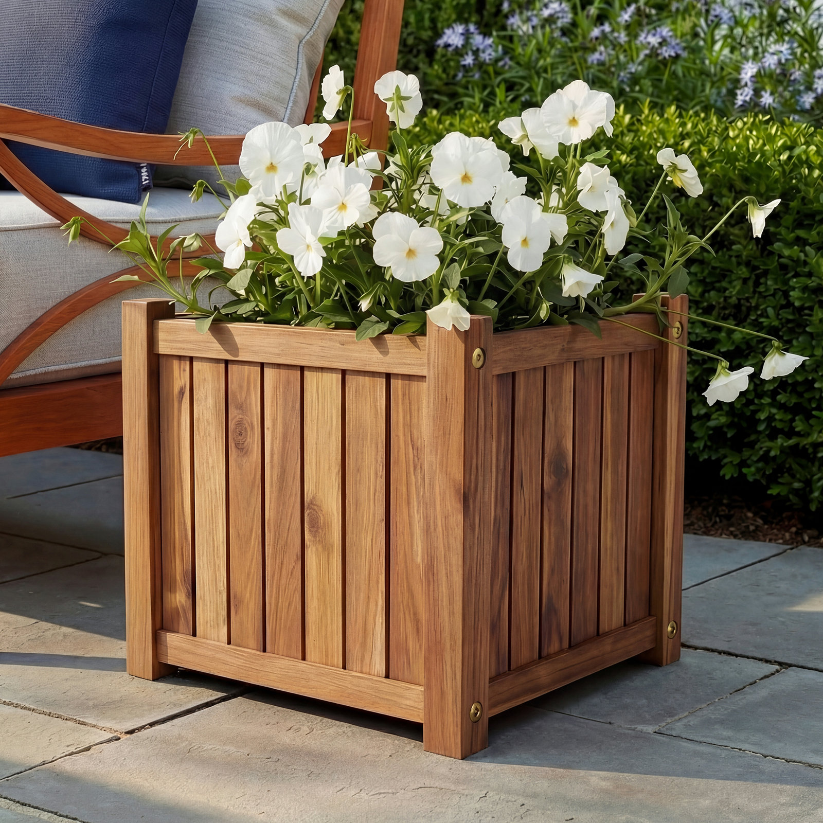 Morry 14" Acacia Wood Planter Box, Brown