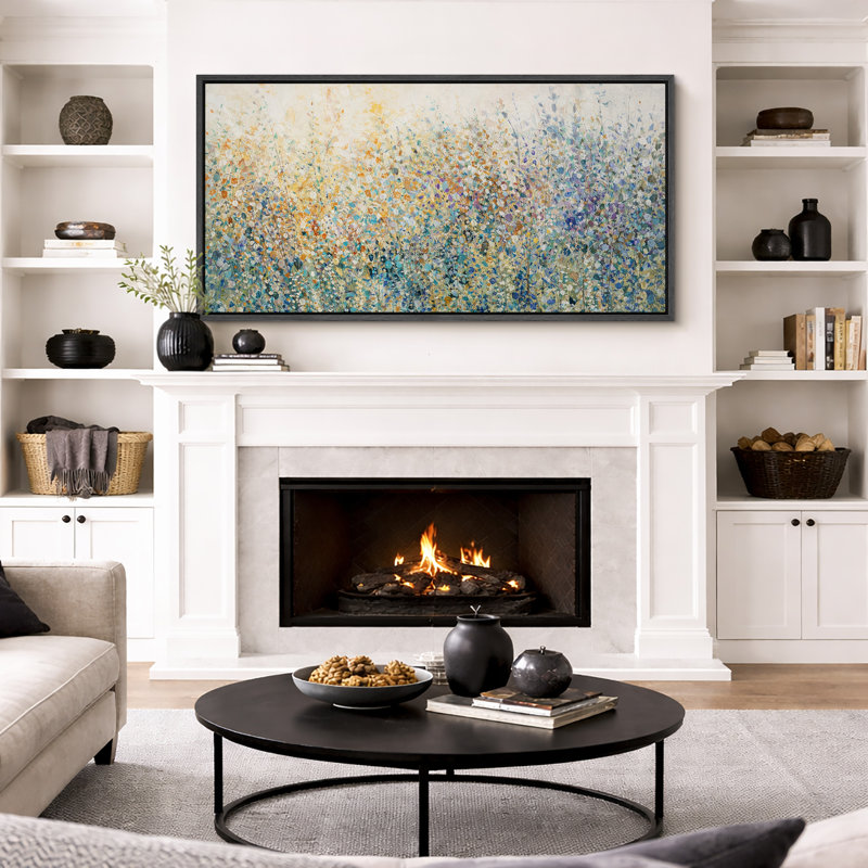 Soft Pastel Meadow Abstract Floral Landscape Living Room Wall Decor Extra Large Pictures Framed Canvas Print Wall Art