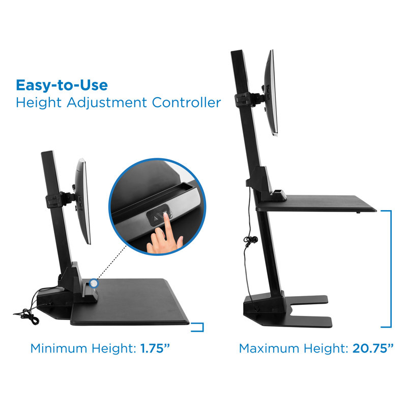Convertisseur de bureau électrique debout Mount-It, support de table avec support pour écran, plateforme de 28 po de largeur