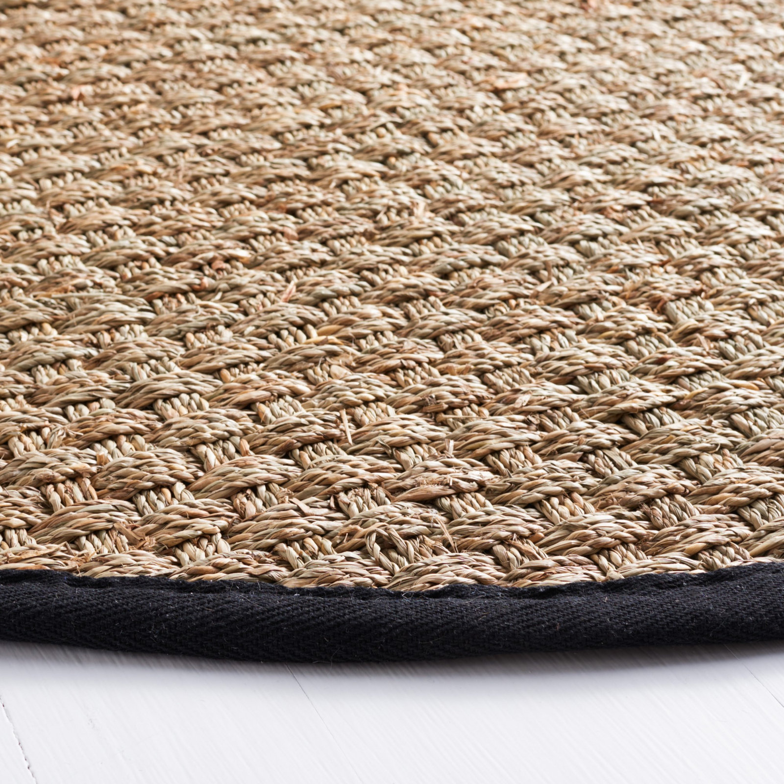 Auckland Natural/Black Area Rug, Square 1'6"