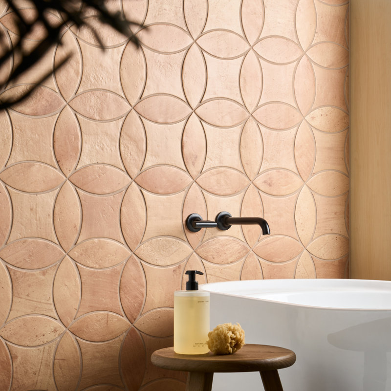 Raval 3x8 Petal and Kite Matte Terracotta Look Porcelain Floor and Wall Tile, White
