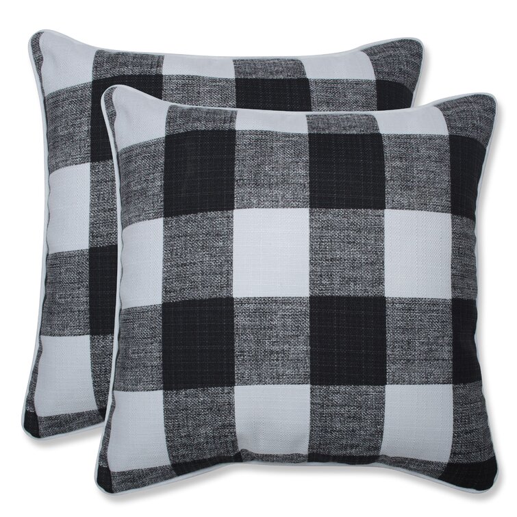 Lylah Plaid Indoor/Outdoor Reversible Throw Pillow