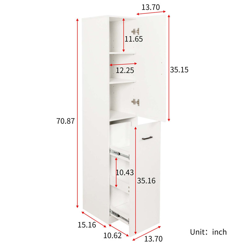 Modern Tall Cabinet with Adjustable Multi-Tier Storage Shelf