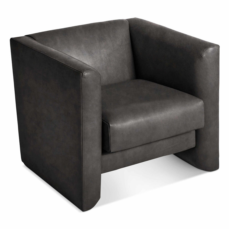Double Down Armchair, Slate Genuine Leather