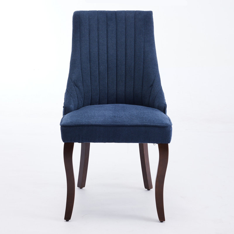 Kitchen Dinner Chair Comfy Fabric Upholstered Accent Chair for Dining Room, Blue Linen