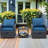 5 Pieces Wicker Patio sofa Set with Ottomans and coffee table-1129842340