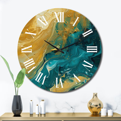 Golden Sunshine In Deep Blue Ocean Abstract - Abstract Wall Clock