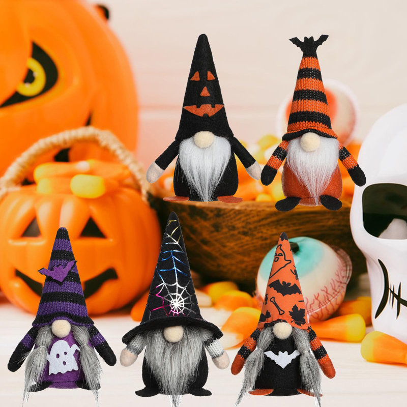 Mini-plateau orné de 8 gnomes d'Halloween