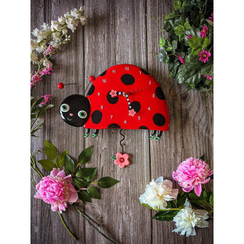Allen Designs Dotty la coccinelle souriante horloge murale à pile 8,07 pouces