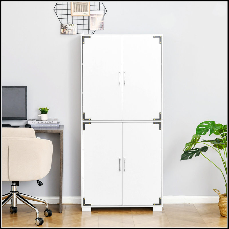 Garde-manger industriel blanc avec placard spacieux et tablettes réglables pour un rangement polyvalent