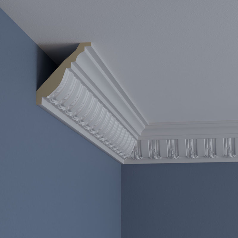 94.5" White Polyurethane Crown Moulding Trim