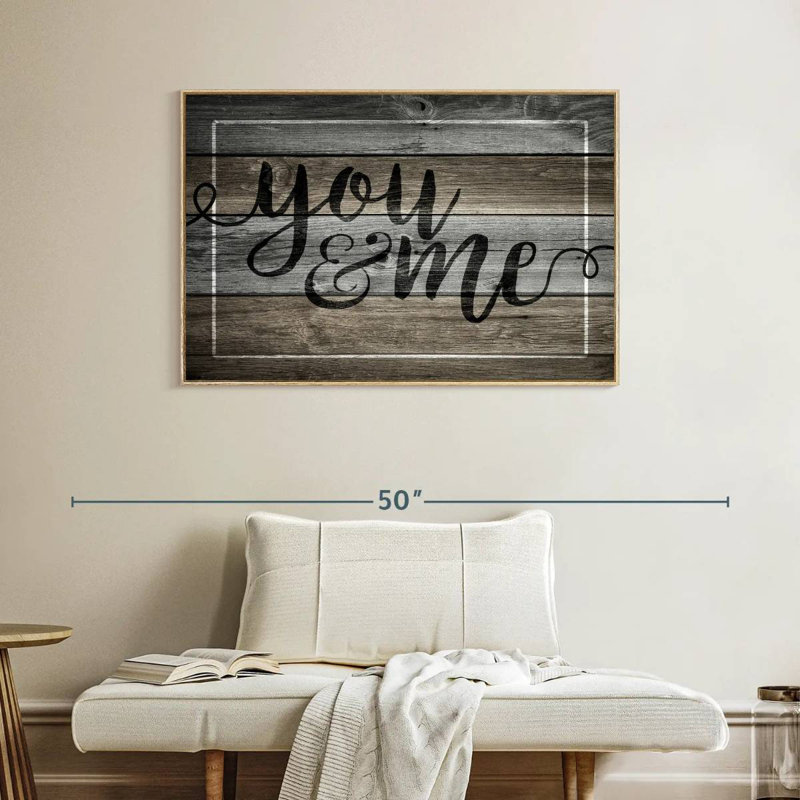 Plaque murale "You And Me", Cadre flottant en bois naturel, 40 po x 27 po