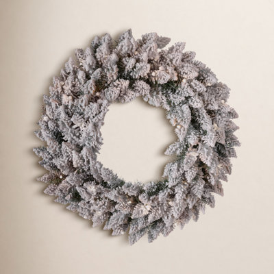 Heyder 24" W 35-Light Snow-Flocked LED Christmas Wreath 