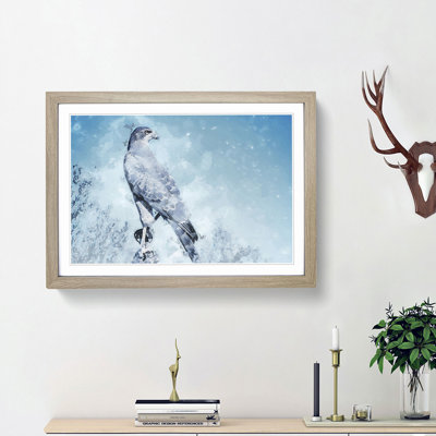 Falcon Bird with a Winter Scene - Picture Frame Painting Print