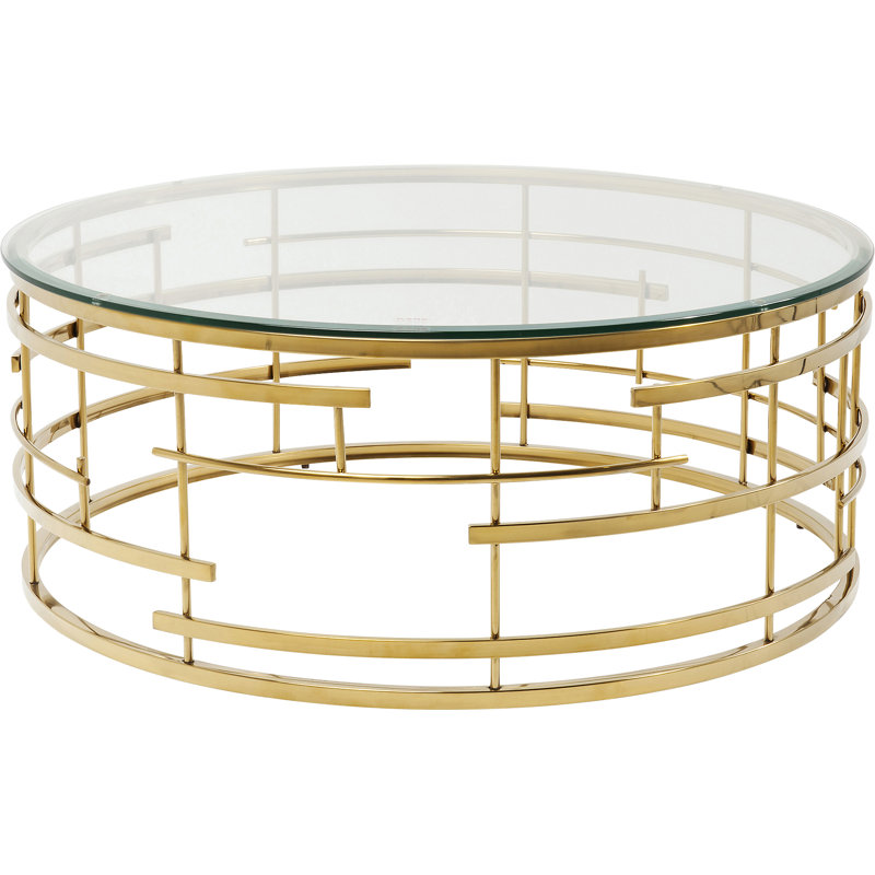 Jupiter Frame Coffee Table, 45 cm H x 100 cm W x 100 cm L, Gold, Clear