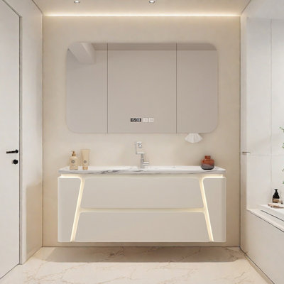 Modern and simple cream style bathroom cabinet