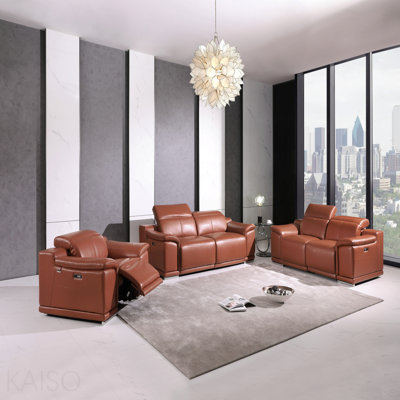 Genuine Italian Leather Power Reclining Loveseat