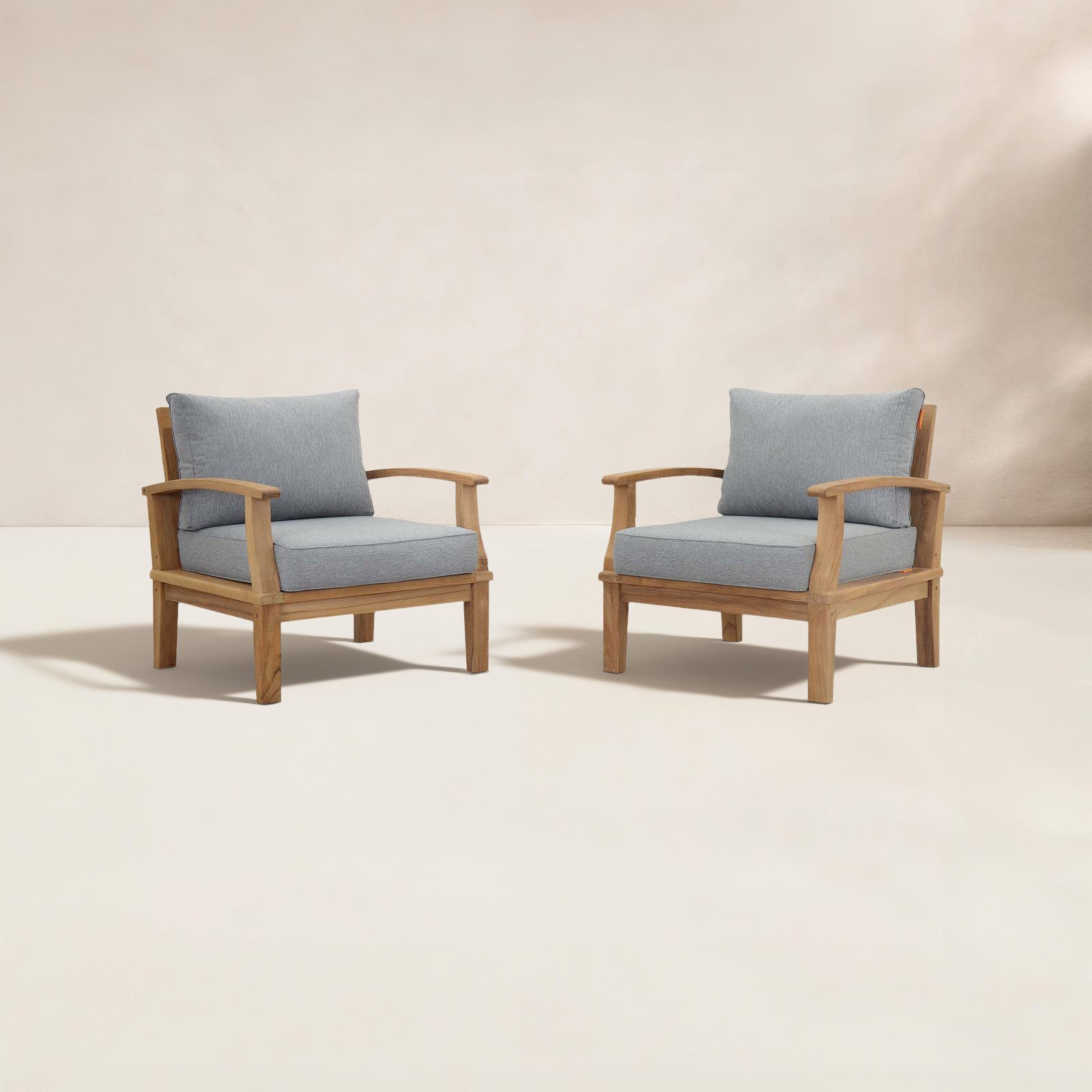 Marina Teak Patio Lounge Chair, Gray