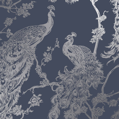 Glistening Peacock Non-Pasted Floral Wallpaper Roll