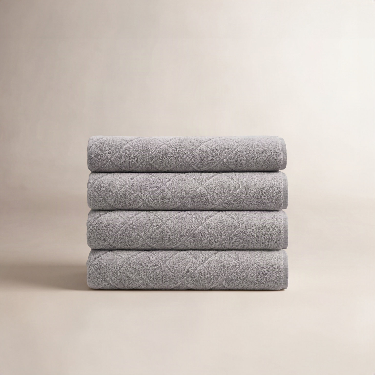 Turkish Cotton Bath Towel Set, Silver