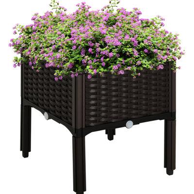 Boîte de jardin surélevée brune avec auto-vidange