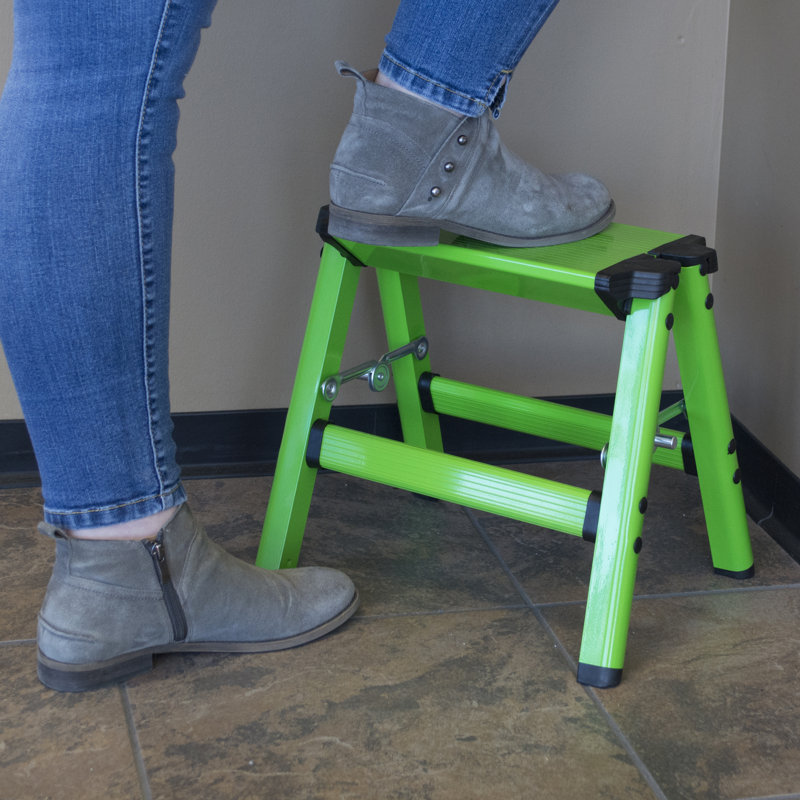1 - Step Aluminum Lightweight Folding Step Stool, Green