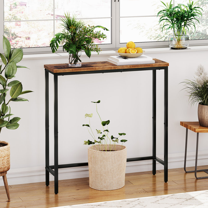 Picard 29.5" Small Console Table Entry Table, Brown, Black