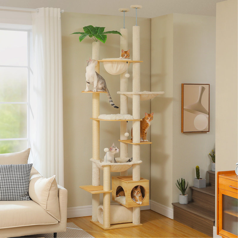 Arbre à chat avec cactus de 90,5 po à 100,4 po de hauteur