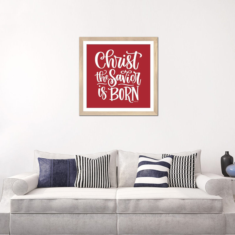 Christ le Sauveur est né - reproduction d'art murale - papier d'art encadré, H 24 po x l 24 po, Beige