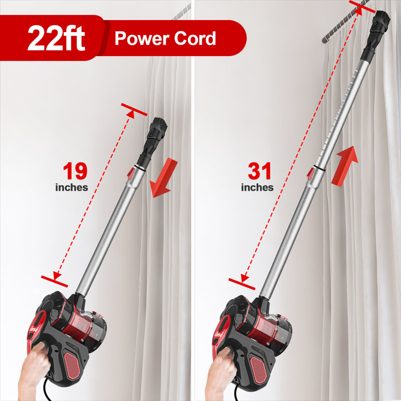INSE Bagless Stick Vacuum, Red