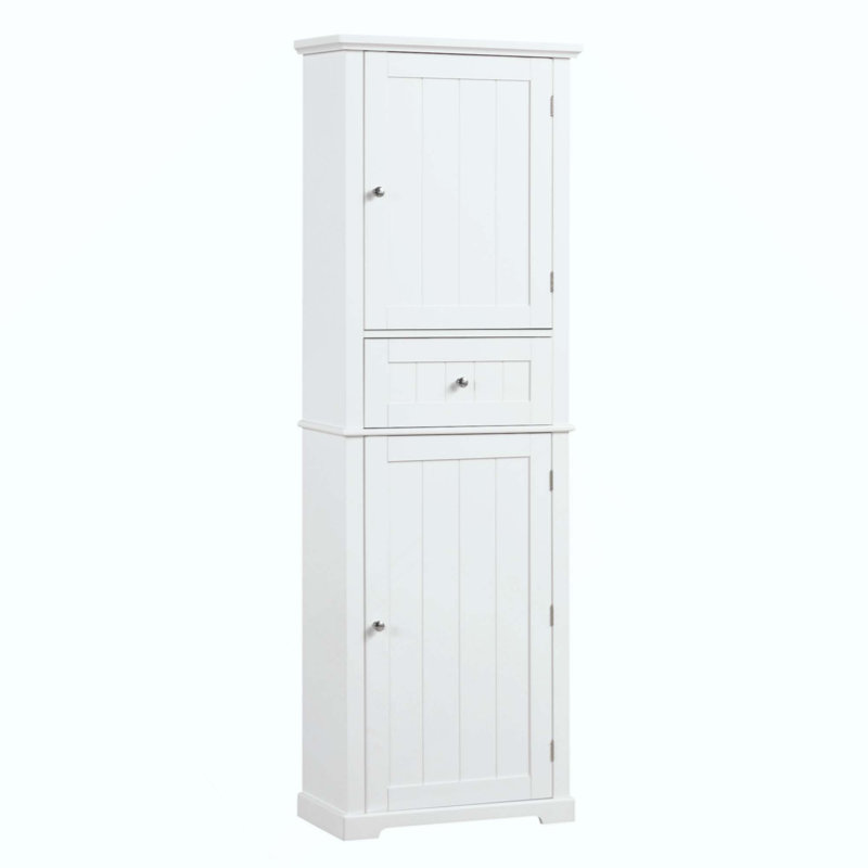 Tall Bathroom Storage Cabinet, Freestanding Storage Cabinet With Drawer And Adjustable Shelf, MDF Board With Painted Finish